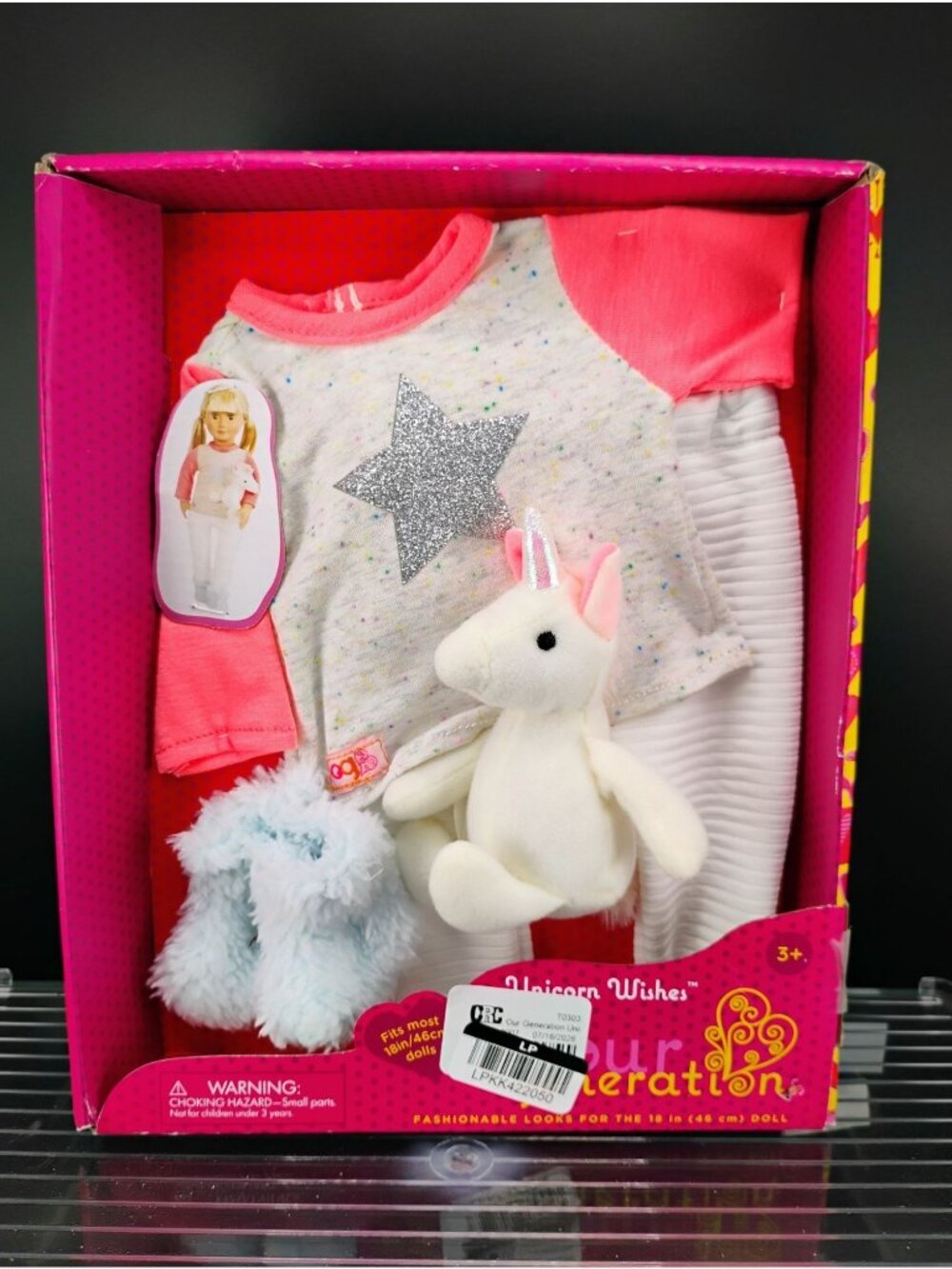 Our Generation 18" Doll Pajama Outfit W/ Unicorn Plush Doll Accessory